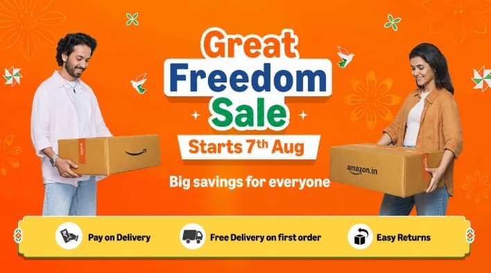 Amazon.in પર 7 ઓગસ્ટ, 2026થી શરૂ થતા ગ્રેટ ફ્રીડમ સેલમાં એઆઇ સંચાલિત ખરીદીની સાથે ટોચની ડીલ્સ મેળવો